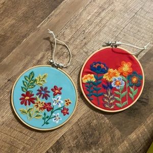 Small embroidery work in ring